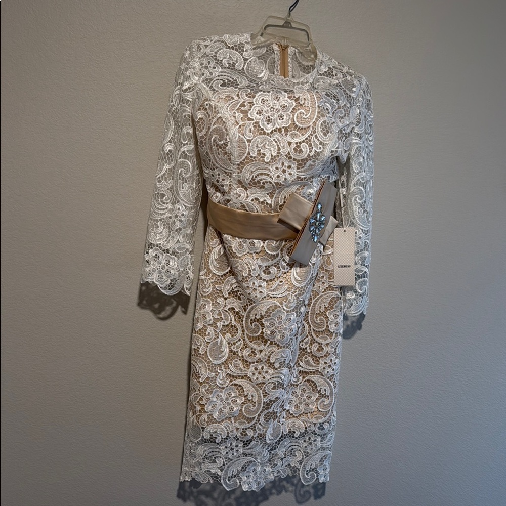 Elegant Lace Dress with Belt